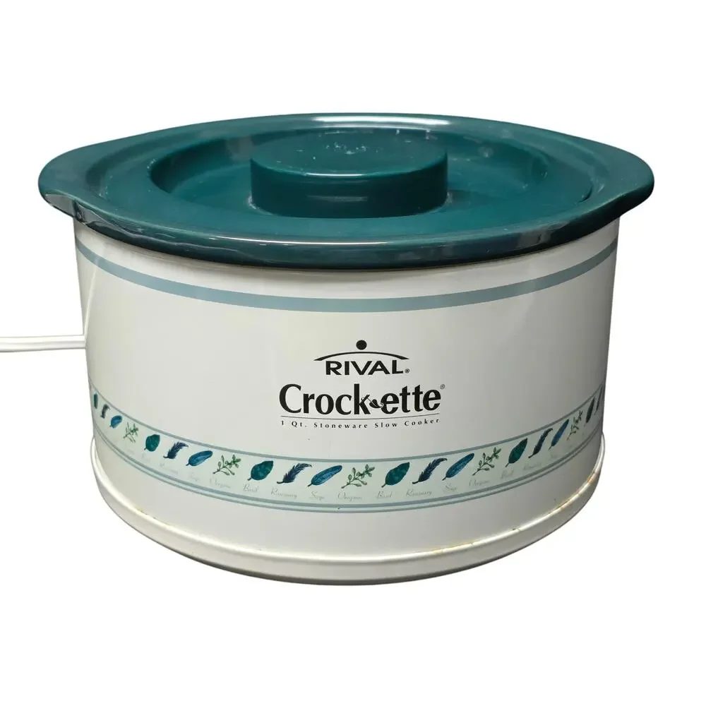 Vintage Rival Crock-ette 1 Qt. Stoneware Slow Cooker Crock Pot & Lid SCR100